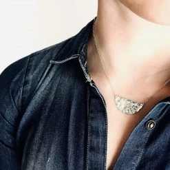 Ghost & Bonesetter Beaten Silver Half Moon Pendant Necklaces