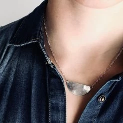 Ghost & Bonesetter Silver Etched Half Moon Pendant Necklaces