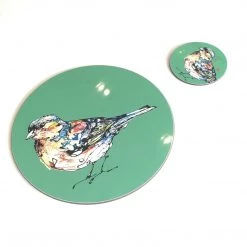 Kathryn Callaghan Chaffinch Table Mat / Coaster - Green