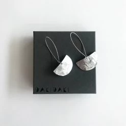 Daki Daki HALF MOON EARRINGS Textured Aluminium Small - Contemporary Made In Dublin Ireland