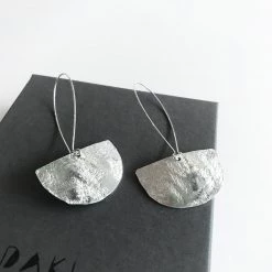 Daki Daki HALF MOON EARRINGS Textured Aluminium Small - Contemporary Made In Dublin Ireland