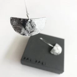 Daki Daki HALF MOON EARRINGS Textured Aluminium Small - Contemporary Made In Dublin Ireland