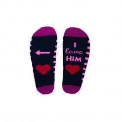 Irish Socksciety LOVE IS LOVE Blue With Pink Hearts - Single Pair Of Mens Socks