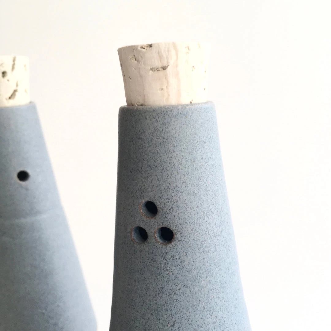 John Ryan Ceramics SALT & PEPPER Shakers - Soft Grey - Hand Thrown Contemporary Irish Pottery
