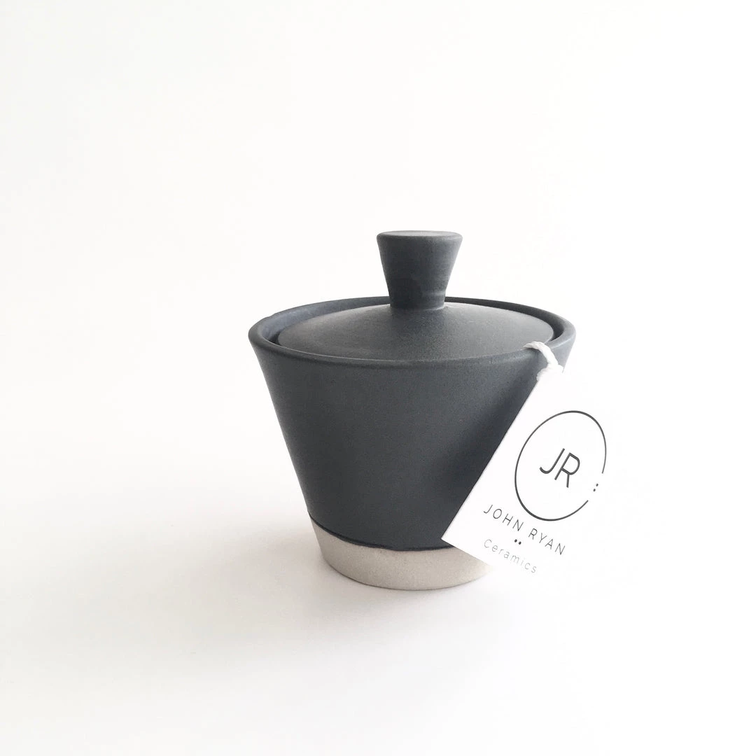 John Ryan Ceramics All Pottery CHARCOAL - Sugar Bowl - Hand Thrown Contemporary Irish Pottery