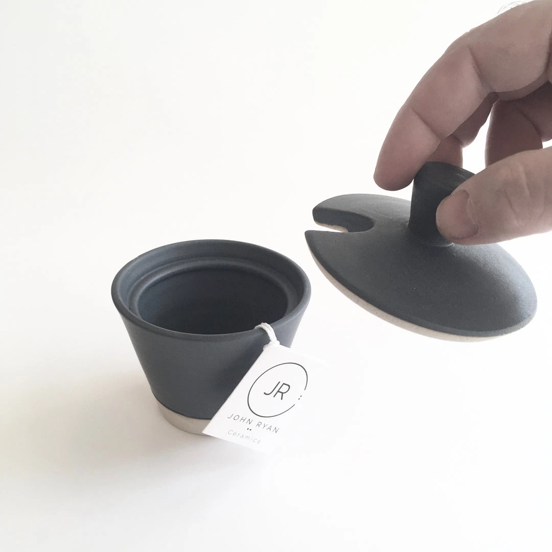 John Ryan Ceramics All Pottery CHARCOAL - Sugar Bowl - Hand Thrown Contemporary Irish Pottery