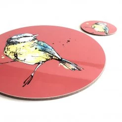 Kathryn Callaghan Home Accessories BLUE TIT - Placemat / Coaster - Red