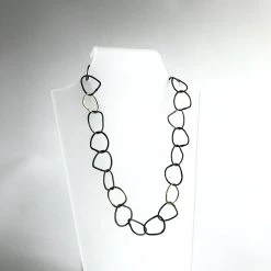 Beaten Oxidised Silver And Gold Hooped Necklace - By Ghost & Bonesetter - Made In Belfast