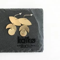 Drop Leaf Brass Earrings - Kaiko - Made In Ireland