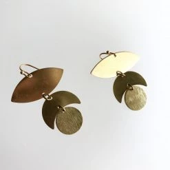 Drop Leaf Brass Earrings - Kaiko - Made In Ireland