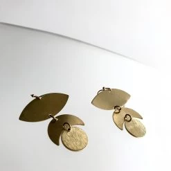 Drop Leaf Brass Earrings - Kaiko - Made In Ireland