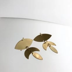Drop Half Leaf Brass Earrings - Kaiko - Made In Ireland