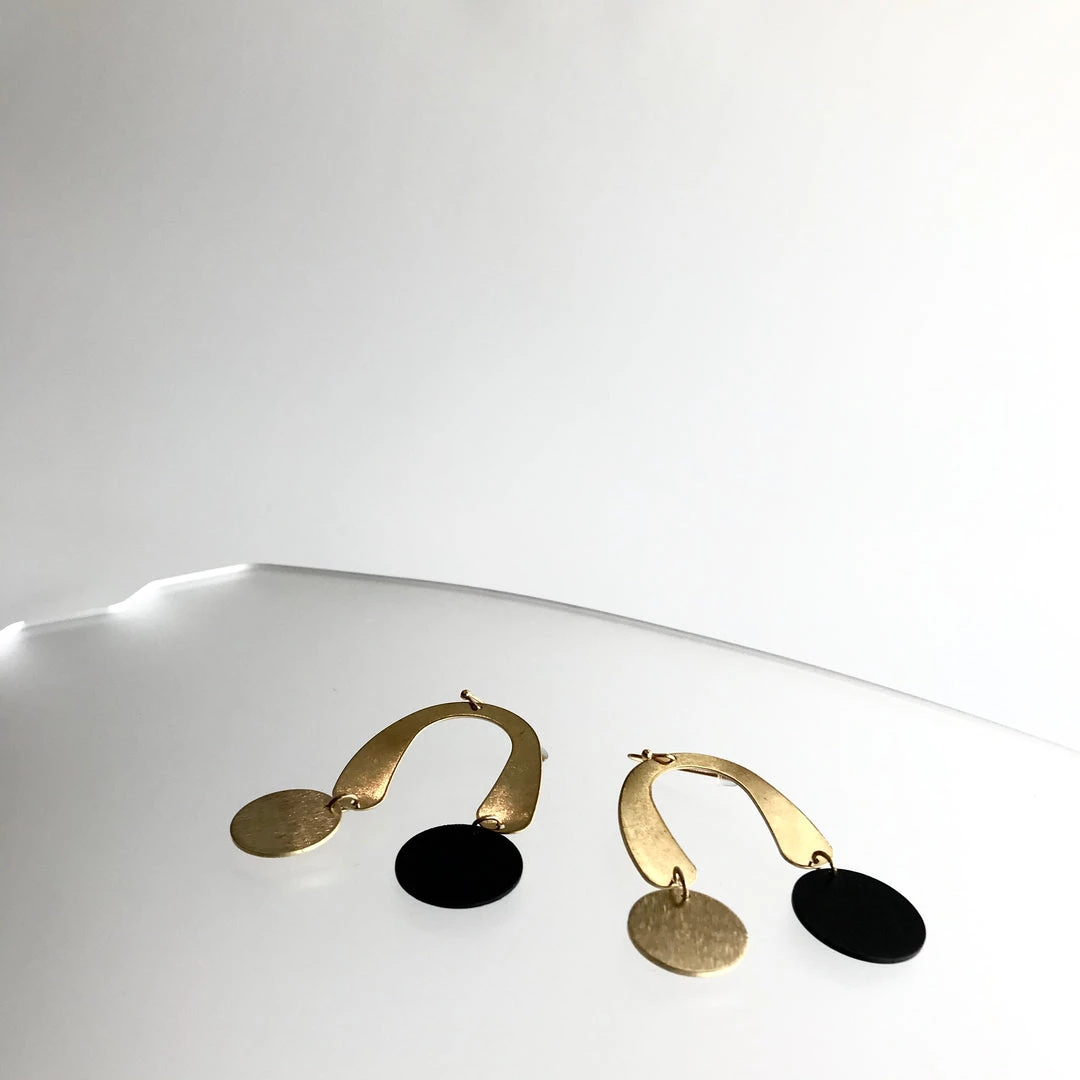 Drop Bend Leaf Brass Earrings - Kaiko - Made In Ireland