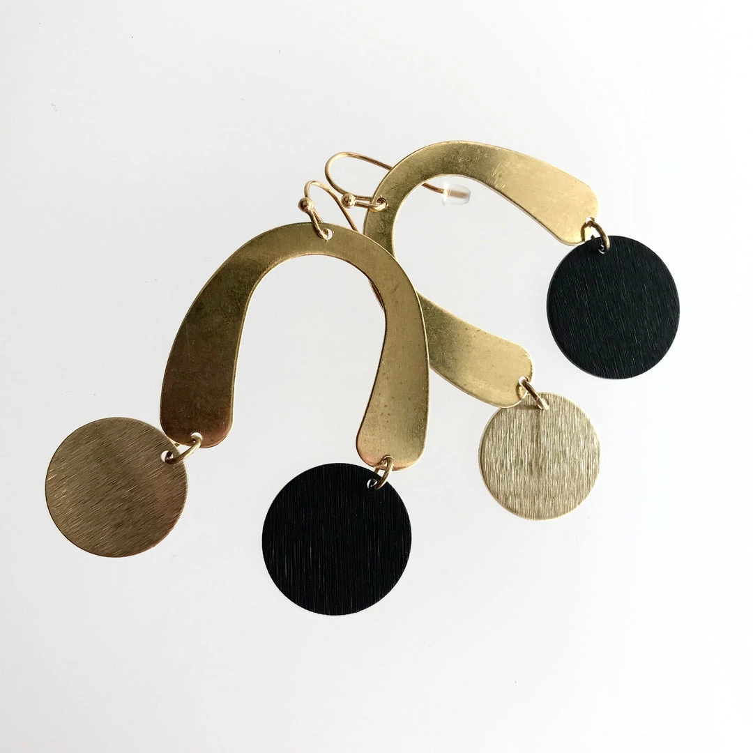 Drop Bend Leaf Brass Earrings - Kaiko - Made In Ireland