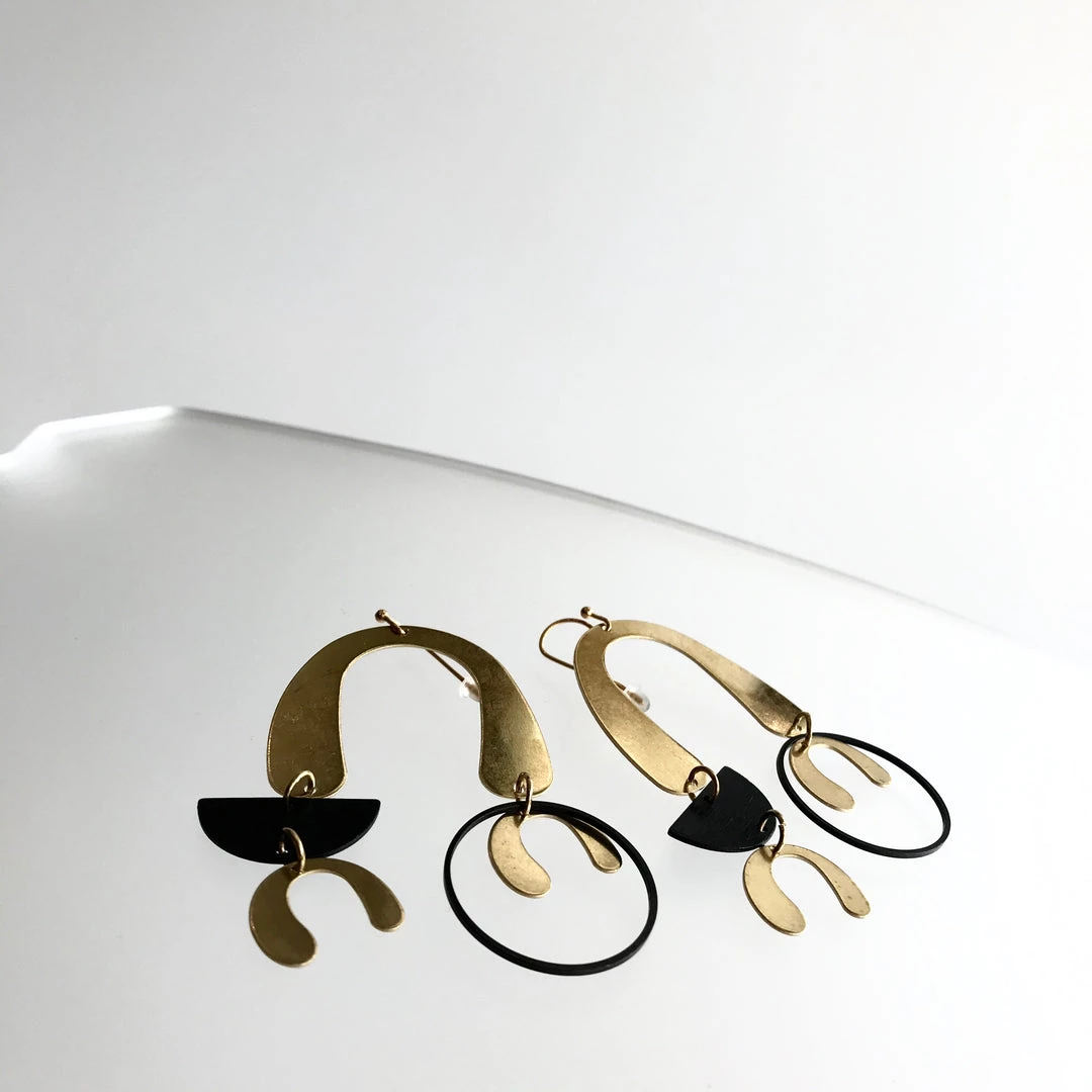 Drop Helicopter Brass Earrings - Kaiko - Made In Ireland