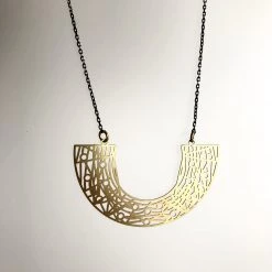 Half Circle Geometric Brass Necklace - Kaiko - Made In Ireland