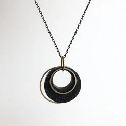 Concrete + Circle Geometric Brass Necklace - Kaiko - Made In Ireland Necklaces