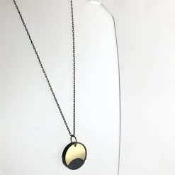 Necklaces Eclipse Concrete + Circle Geometric Brass Necklace - Kaiko - Made In Ireland
