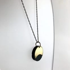 Necklaces Eclipse Concrete + Circle Geometric Brass Necklace - Kaiko - Made In Ireland