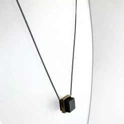 Necklaces CUBE Concrete Geometric Brass Necklace - Kaiko - Made In Ireland