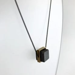 Necklaces CUBE Concrete Geometric Brass Necklace - Kaiko - Made In Ireland