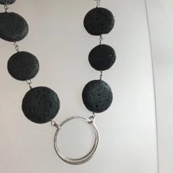 Lynsey DeBurca CLOCH - Silver Circles And Black Lava Stones Necklace - Made In Ireland All Jewellery