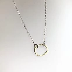 Lynsey DeBurca Tarrea - Gold Plated Beaten Oval Ring Necklace - Made In Ireland