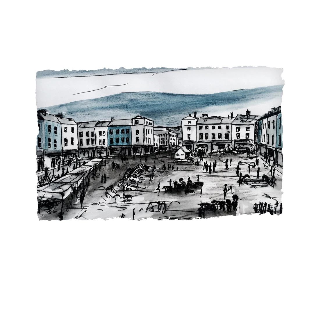 Stephen Farnan Studio Market Day, Dungarvan - County Waterford By Stephen Farnan