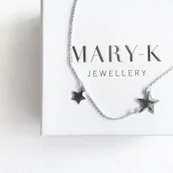 Mary K All Jewellery DOUBLE STAR Silver Necklace - Designed, Imagined, Made In Ireland
