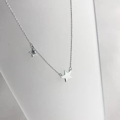 Mary K All Jewellery DOUBLE STAR Silver Necklace - Designed, Imagined, Made In Ireland