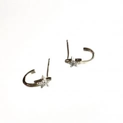 Mary K All Jewellery STARS - Earrings Huggie + Cubic Zirconia Gold Vermeil