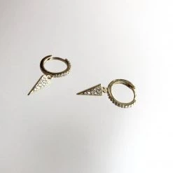 Mary K SLICE - Earrings Spike Huggies - Cubic Zirconia Gold Vermeil All Jewellery