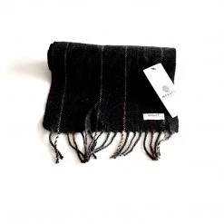 McNutt Scarves Charcoal Stripe Lambswool Scarf - Made In Donegal Ireland