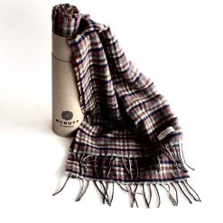 McNutt Peach Mini Check Lambswool Scarf - Made In Donegal Ireland