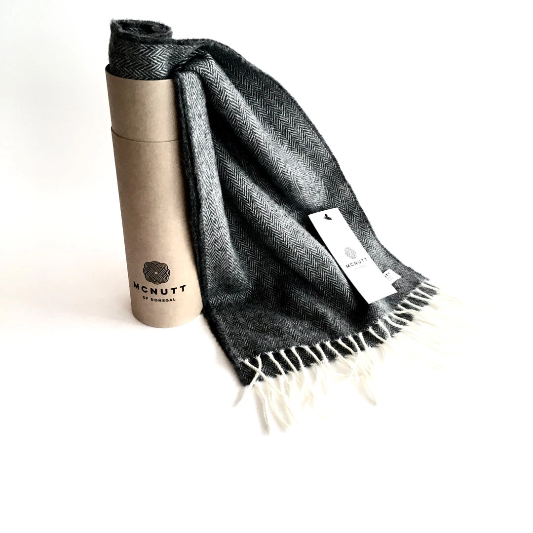 McNutt Black Lambswool Scarf - Made In Donegal Ireland