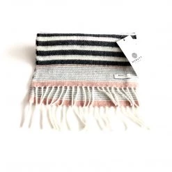 McNutt Seaside Navy Stripe Lambswool Scarf - Made In Donegal Ireland Scarves
