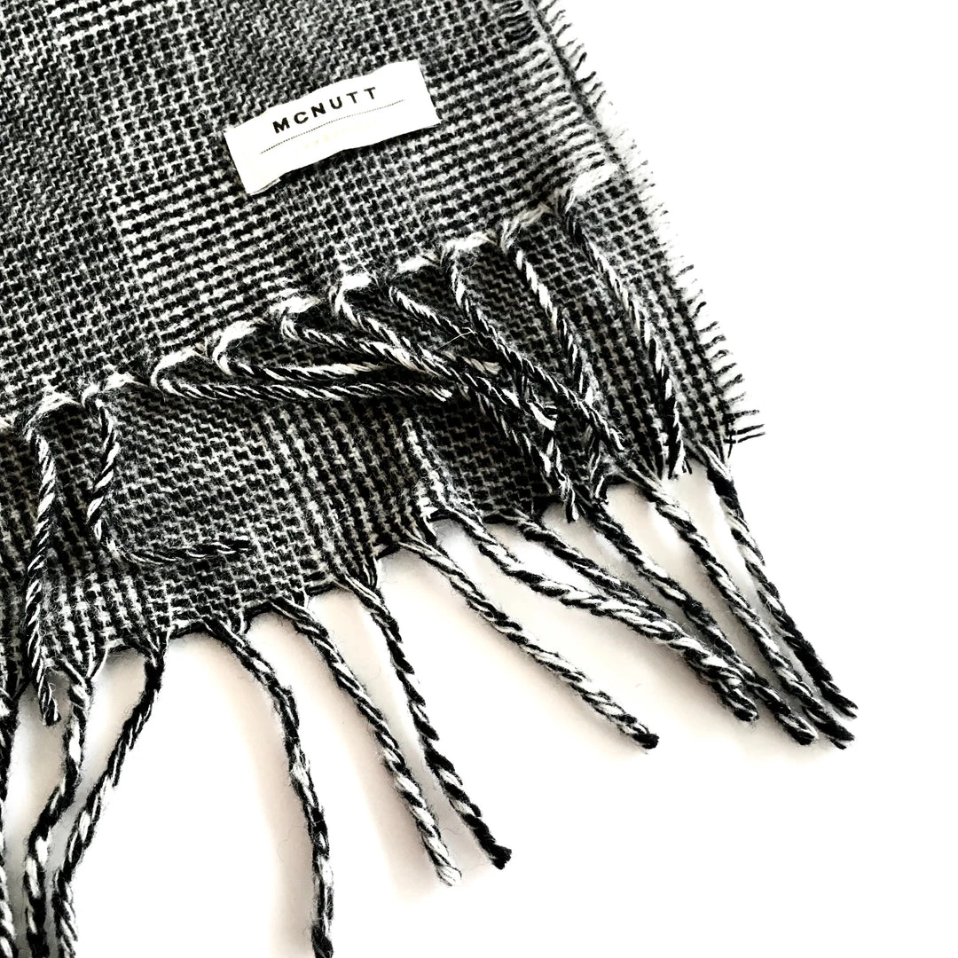 McNutt Grey Check Lambswool Scarf - Made In Donegal Ireland