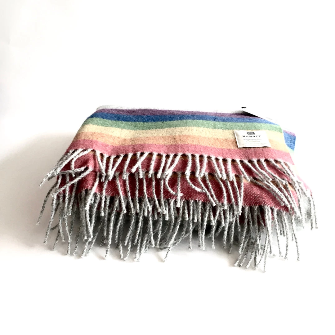 McNutt Rainbow Stripe Collection Lambswool Throw - Handmade In Donegal Ireland Clothing Brands