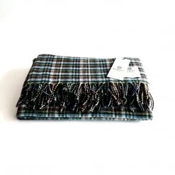 McNutt Green Blue Check Lambswool Throw - Handmade In Donegal Ireland