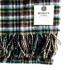 McNutt Green Blue Check Lambswool Throw - Handmade In Donegal Ireland