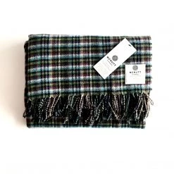 McNutt Green Blue Check Lambswool Throw - Handmade In Donegal Ireland