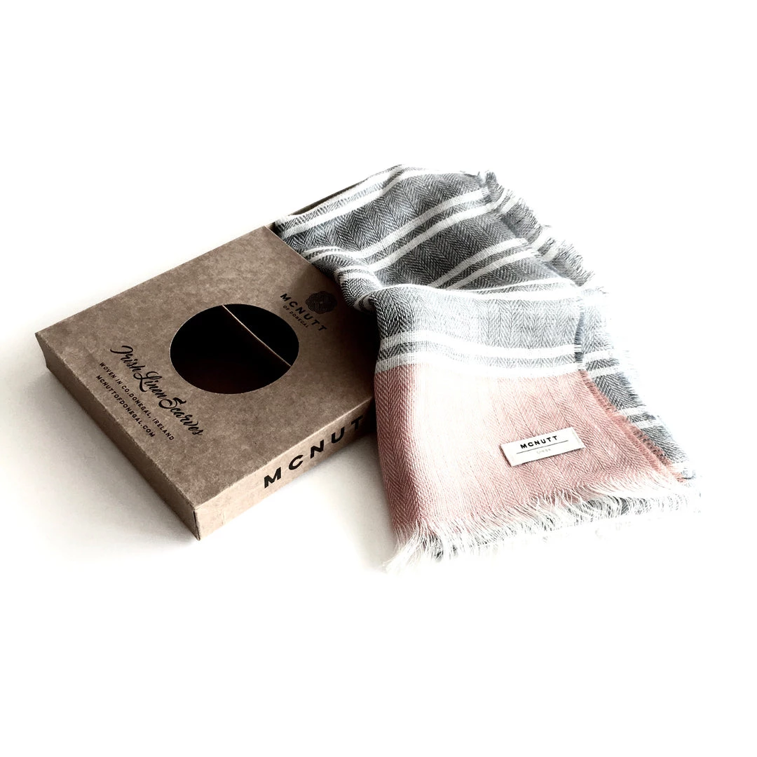 McNutt Scarves Grey Orange Linen Scarf - Made In Donegal Ireland