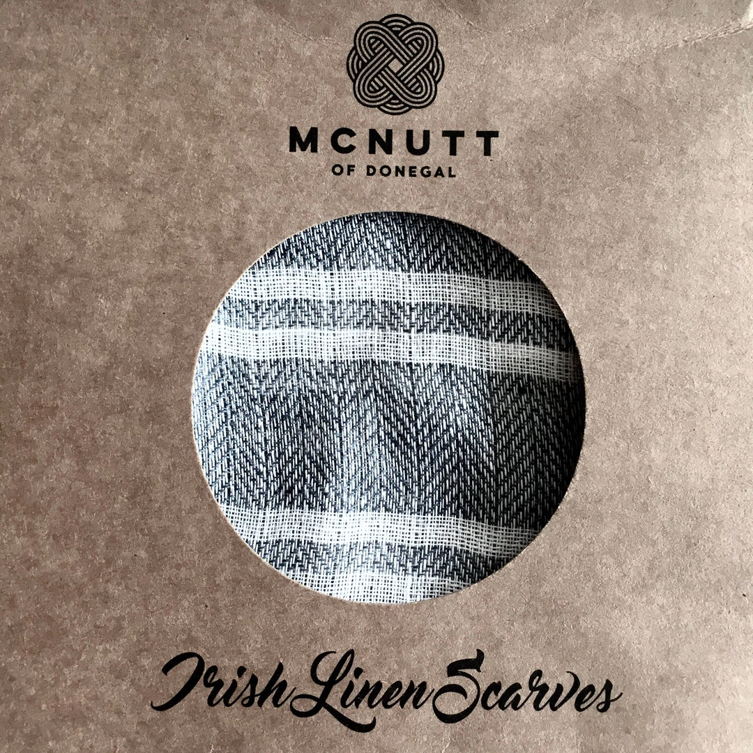 McNutt Scarves Grey Orange Linen Scarf - Made In Donegal Ireland