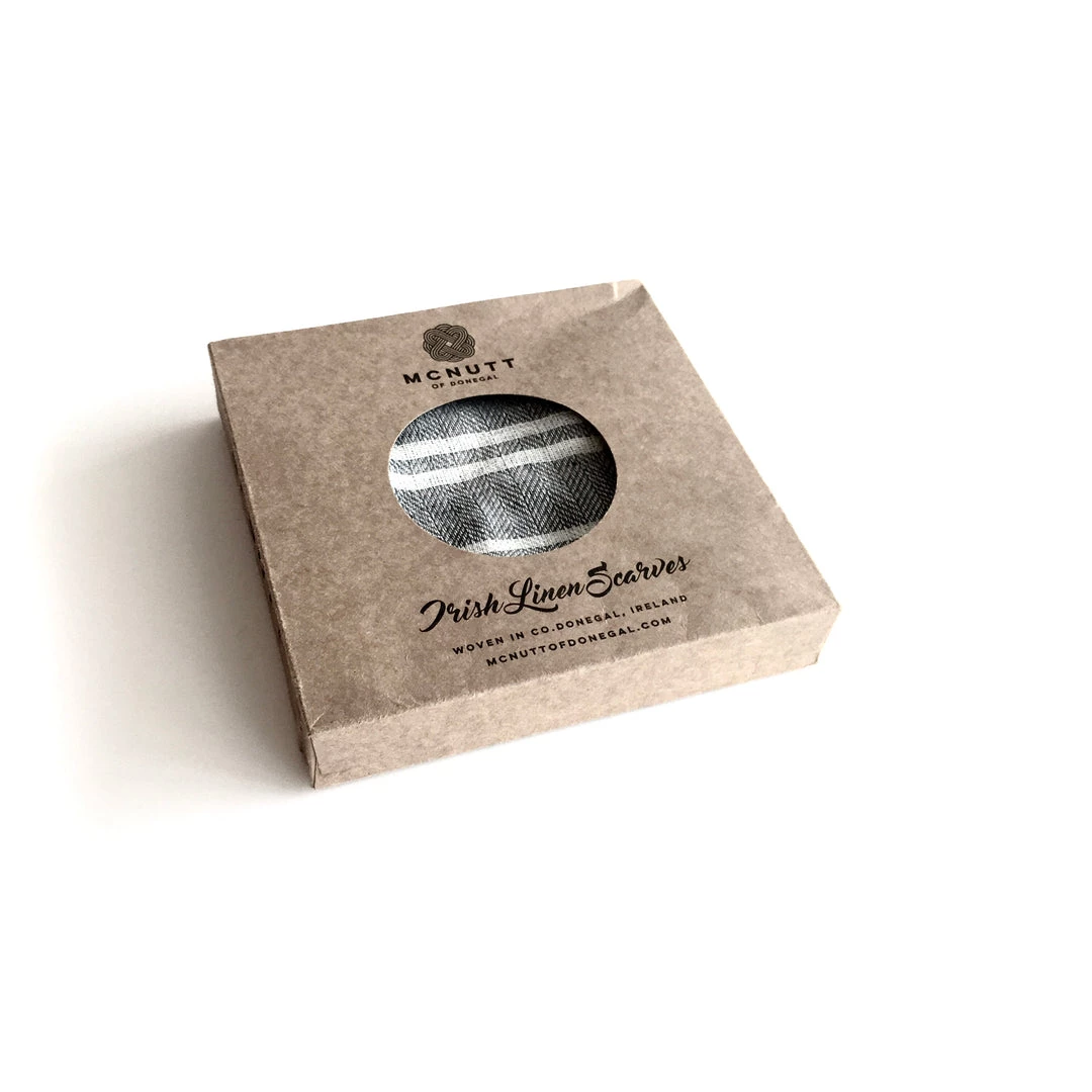 McNutt Scarves Grey Orange Linen Scarf - Made In Donegal Ireland