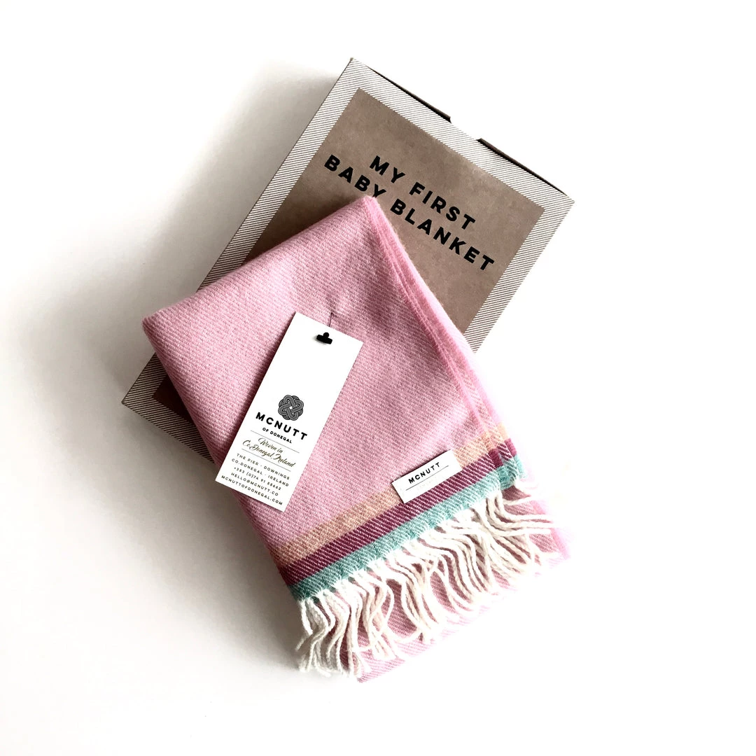 McNutt Flamingo First Baby Blanket - Handmade In Donegal Ireland