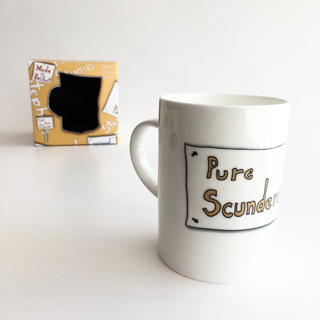 We Have It Wrapped UP All Mugs PURE SCUNDERED - Belfast - Slang - Humorous - Bone - China - Mug