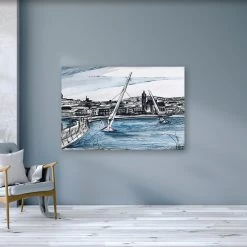 Stephen Farnan Studio THE PEACE BRIDGE, DERRY - River Foyle Walled City County Derry By Stephen Farnan
