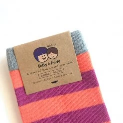 Polly & Andy Baby PINK ORANGE STRIPED SOCKS - Bamboo Socks Made In Ireland