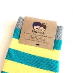 Polly & Andy YELLOW BLUE STRIPED SOCKS - Bamboo Socks Made In Ireland