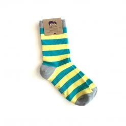 Polly & Andy YELLOW BLUE STRIPED SOCKS - Bamboo Socks Made In Ireland